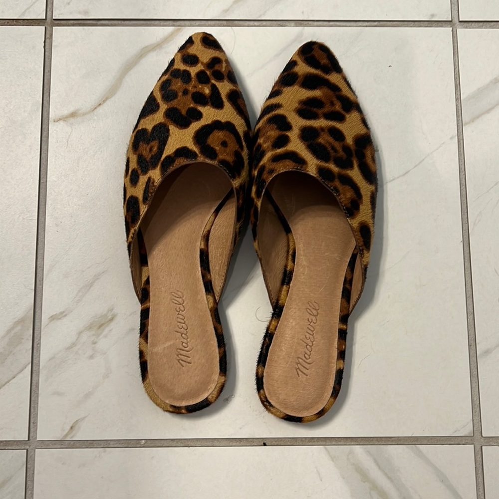 Worn Once, Madewell Mule with cheetah print fur